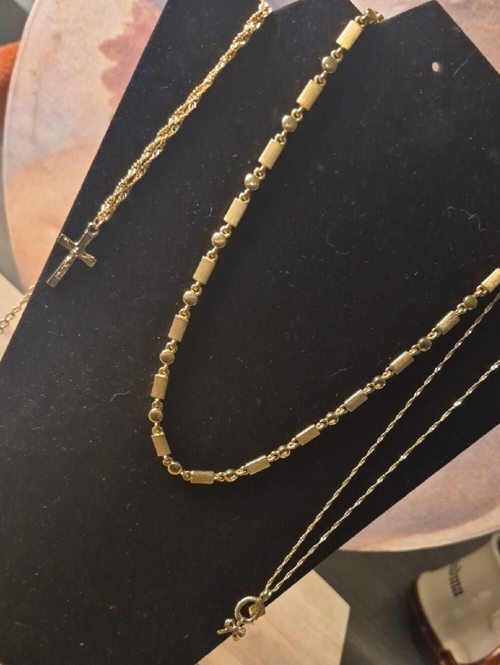 Gold Bead and Bar Necklace - Elegant Women's Jewelry - Picture 9 of 9